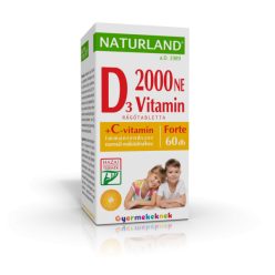   D3-vitamin forte rágótabletta gyermekeknek C-vitaminnal 2000NE 60 db - Naturland