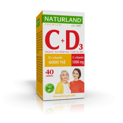 1000 mg C-vitamin + 4000 NE D-vitamin tabletta 40 db - Naturland