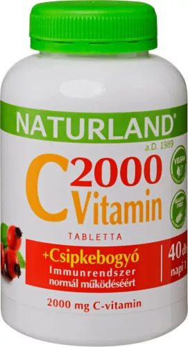 2000 mg C-vitamin + csipkebogyó-kivonat tabletta 40 db - Naturland