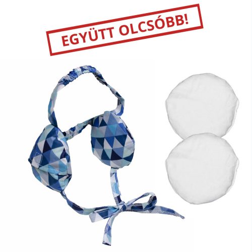 Fejre köthető fülpárna szett: huzat Felnőtt Kék háromszögek +2 fülpárna természetes parajdi sóval töltve