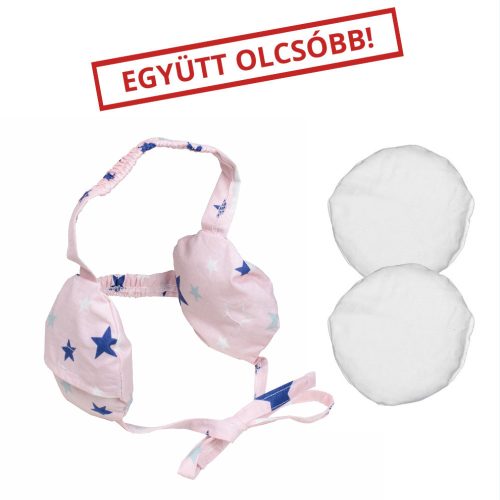 Fejre köthető fülpárna szett: huzat 3-5 év Rózsaszín alapon kék csillagos +2 fülpárna természetes parajdi sóval töltve