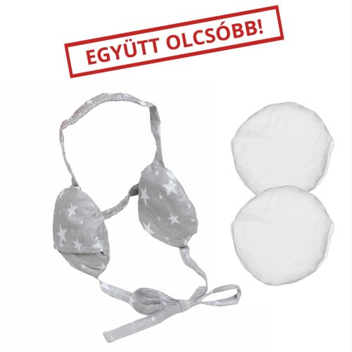 Fejre köthető fülpárna szett: huzat 3-5 év Szürke alapon fehér csillagos +2 fülpárna természetes parajdi sóval töltve