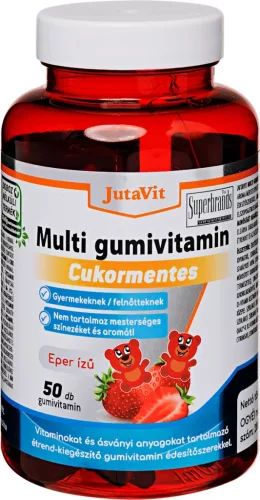 JutaVit Multi gumivitamin cukormentes, Eper ízű - 50 db
