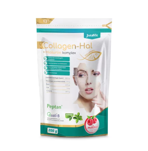 JutaVit Collagen-Hal + Hialuron komplex – Málna íz 200g