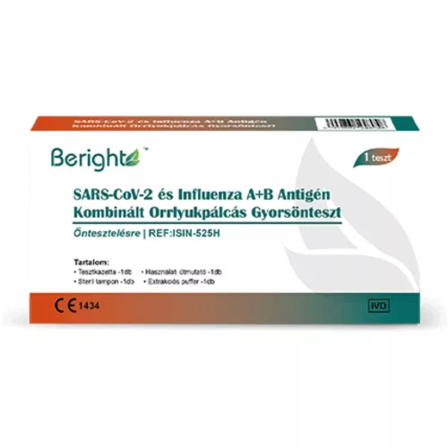 SARS-COV-2 és Influenza A+B Antigén Kombinált Orrlyukpálcás Gyorsönteszt (1 db) – Beright