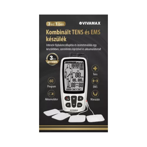 Kombinált TENS és EMS készülék nagy kijelzővel, akkumulátoros - Vivamax