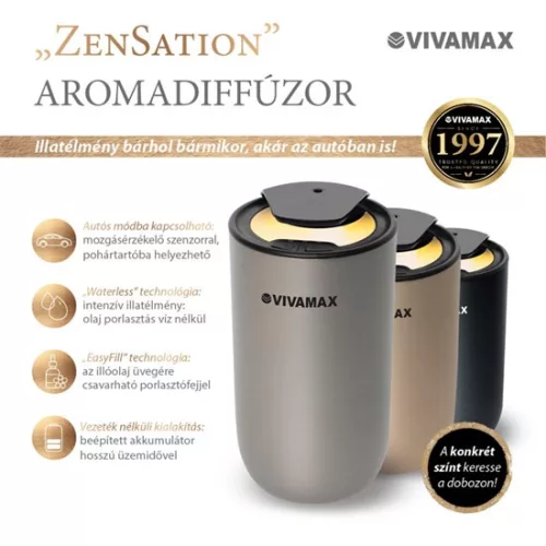 "ZenSation"  aromadiffúzor vezeték nélküli, víz nélküli - fekete