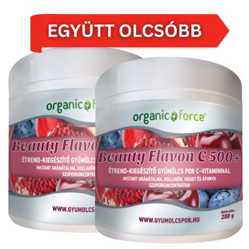 2 db-os Beauty Flavon C 500+ gyümölcs szuperkoncentrátum por C-vitaminnal, kollagénnel - csomag
