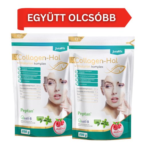 2 db-os JutaVit Collagen-Hal + Hialuron komplex – Málna íz - 2x200g